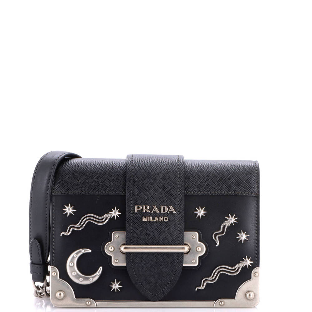 Prada Small Cahier Crossbody Bag Embellished Leather